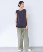 コットンリネン平織デニム　イージーワークパンツ